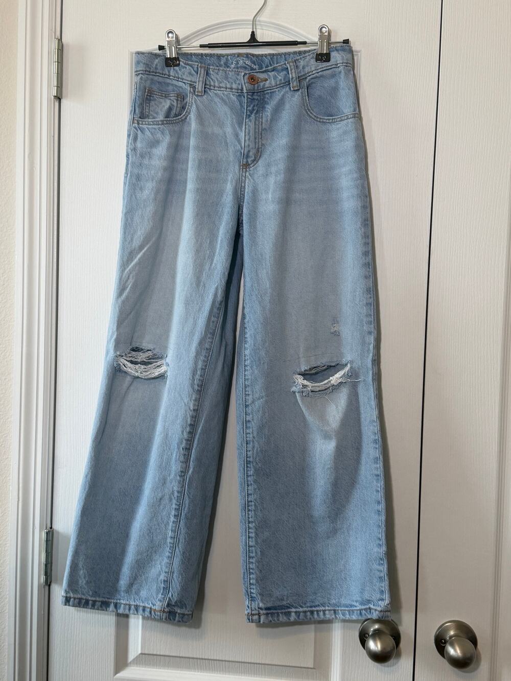 Girls' Art Class Mid-Rise Loose Slouchy Wide Leg Deconstructed Jeans Size 12